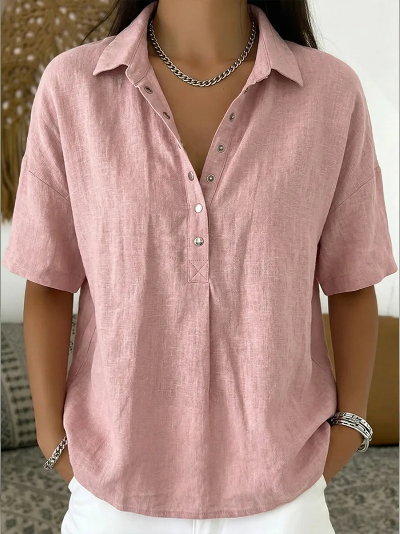 Fennix | Popover Collar Linen Short Sleeve Casual Shirt