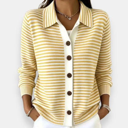 Florina | Striped Button Front Knit Cardigan