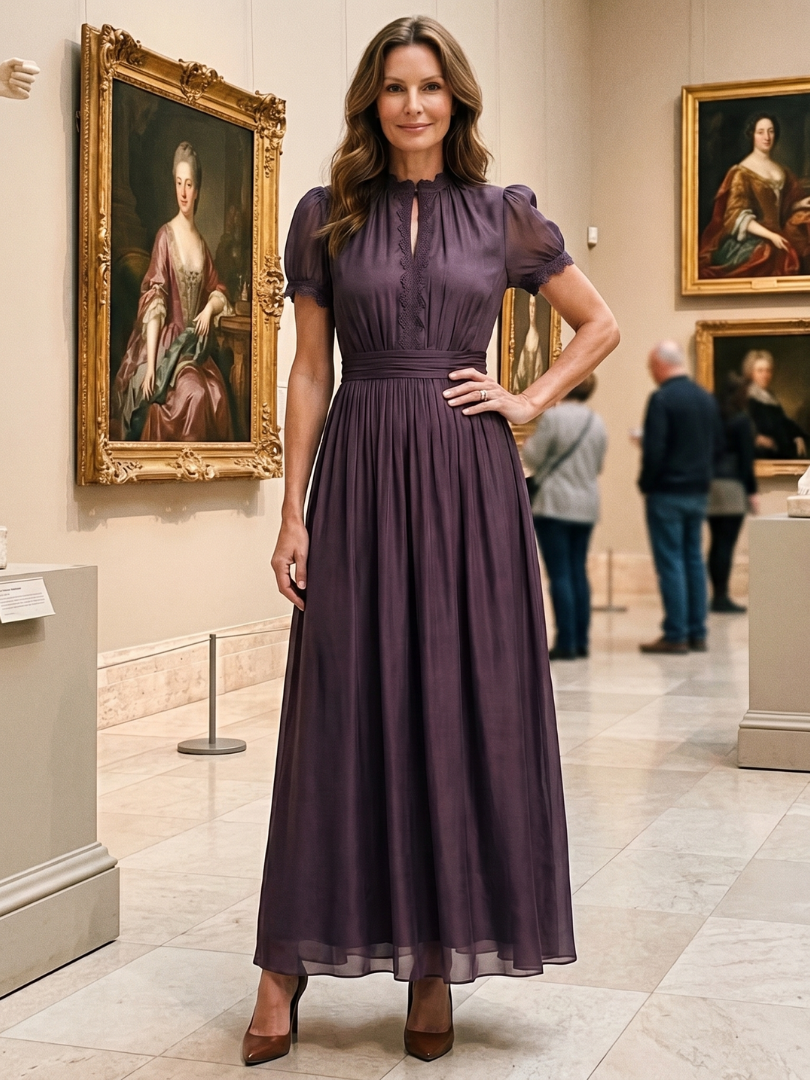 Corvelina | Puff Sleeve Gathered Maxi Dress