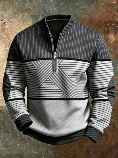 Ulster | Contrast Pattern Zip Neck Sweater