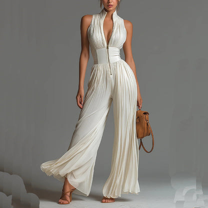 Calvielle | Floral Halter Wide Leg Jumpsuit