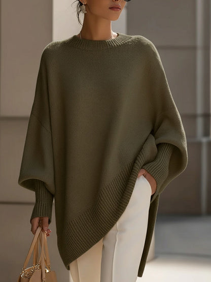 Eudelle | Relaxed Batwing Knit Poncho Sweater