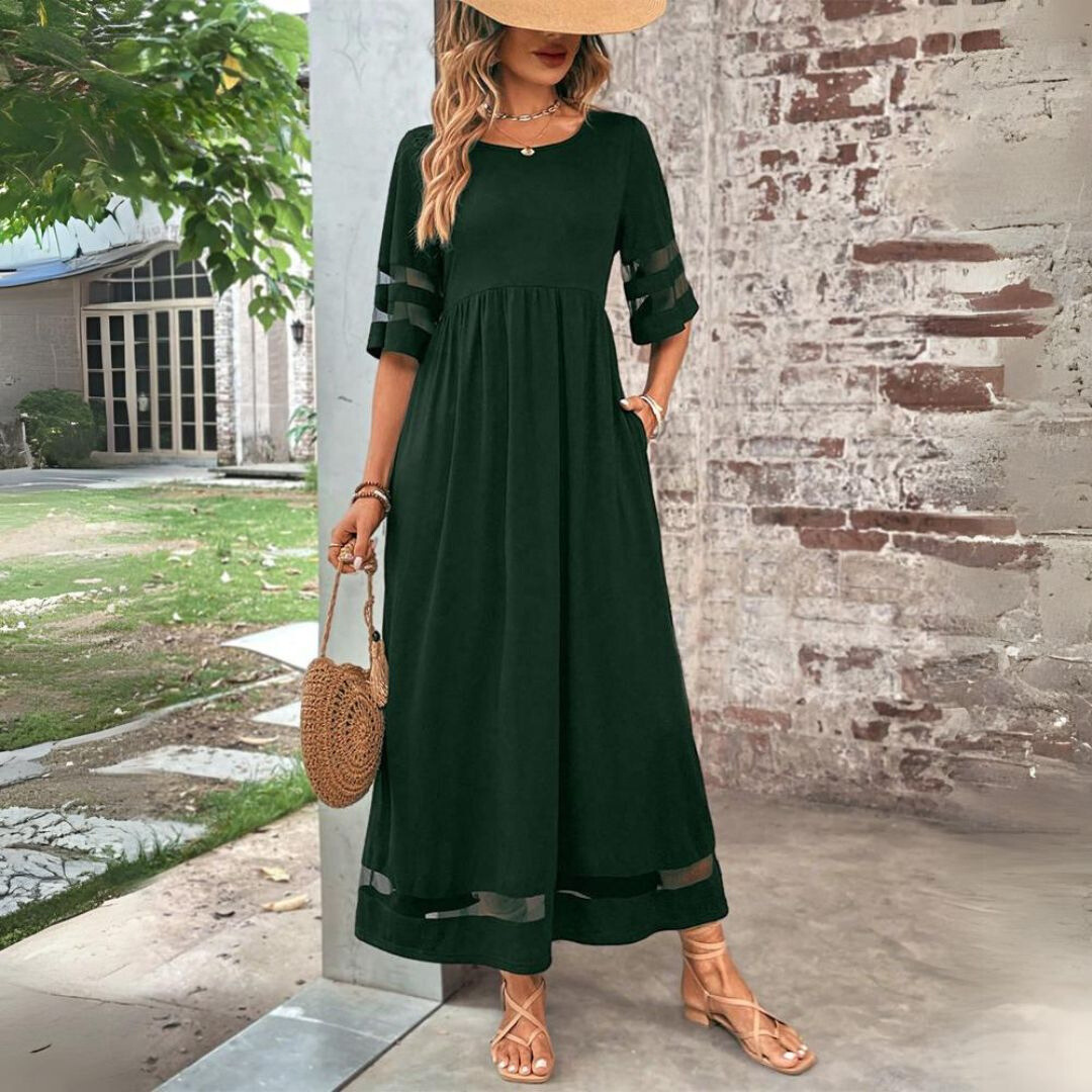 Saskia | Sheer Panel Casual Maxi Dress