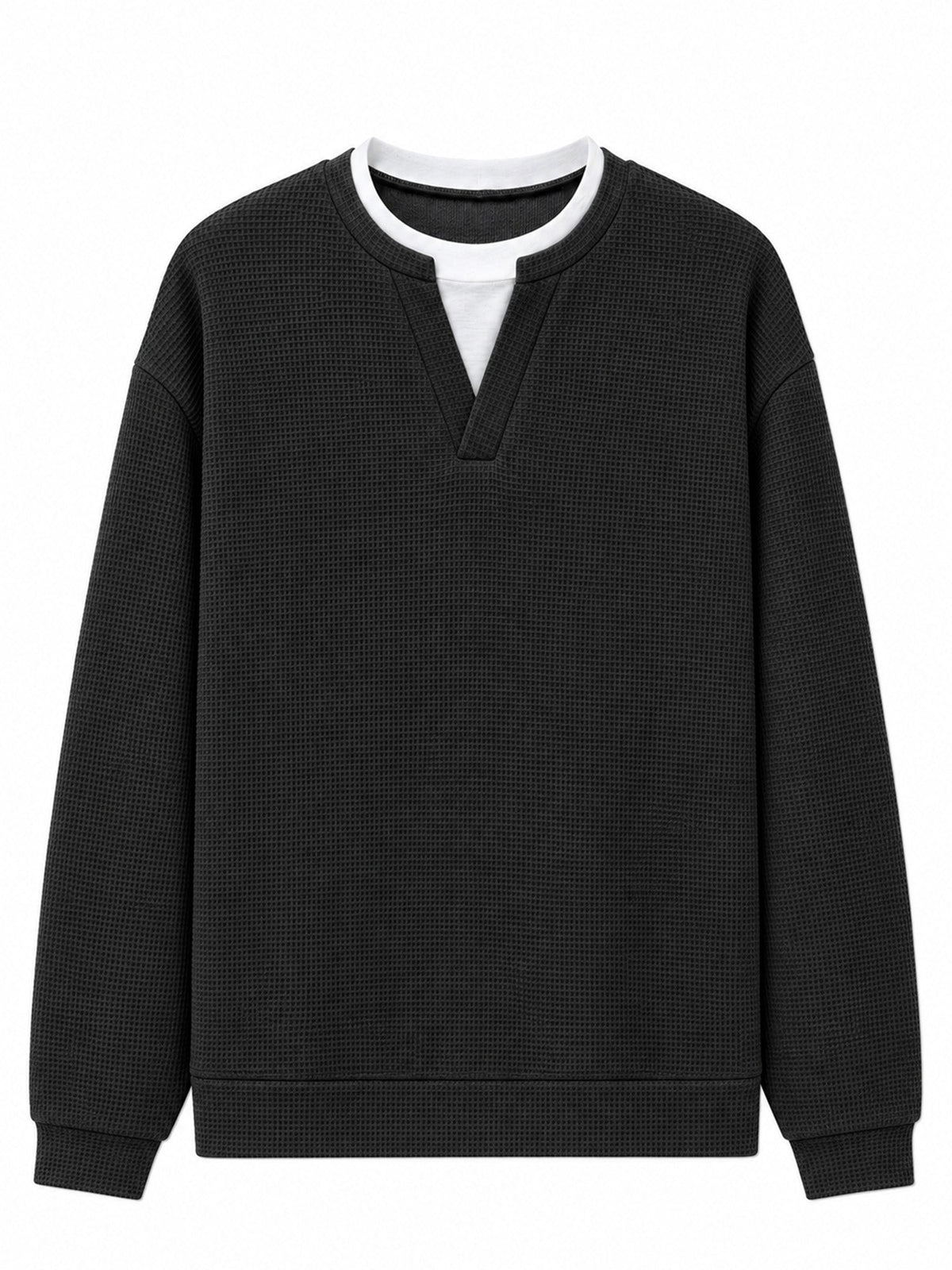 Gavran | Textured Notch Neck Casual Sweatshirt
