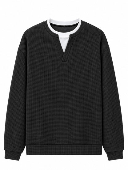 Gavran | Textured Notch Neck Casual Sweatshirt