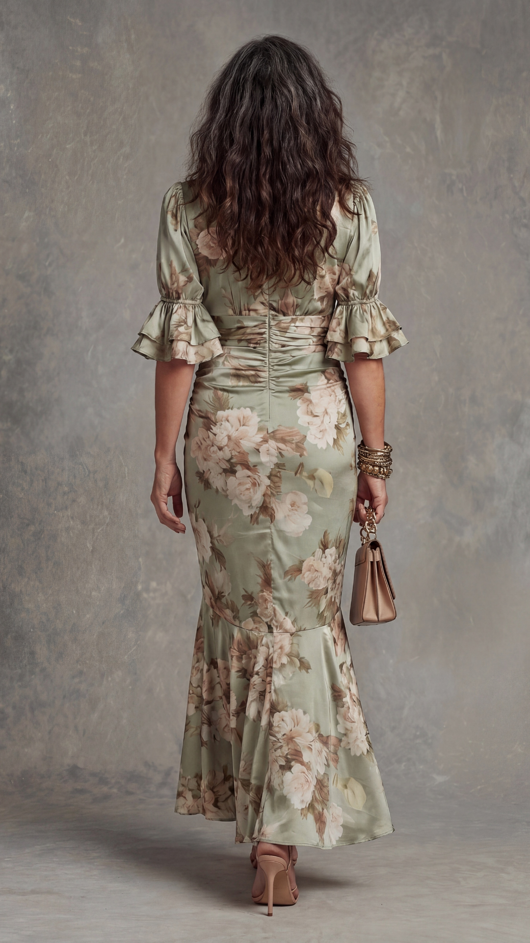 Calithera | Ruffle Sleeve Evening Maxi Dress