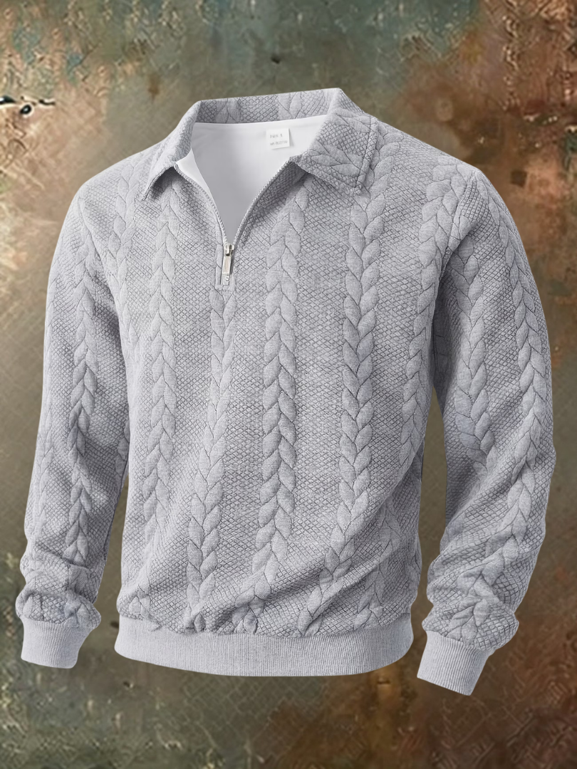 Fitzroy | Cable Detail Zip Neck Sweater