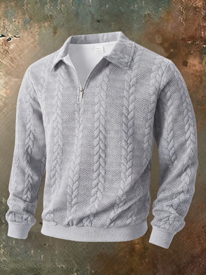 Fitzroy | Cable Detail Zip Neck Sweater
