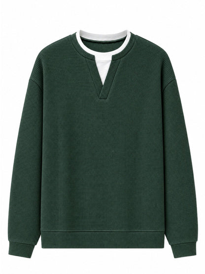 Gavran | Textured Notch Neck Casual Sweatshirt