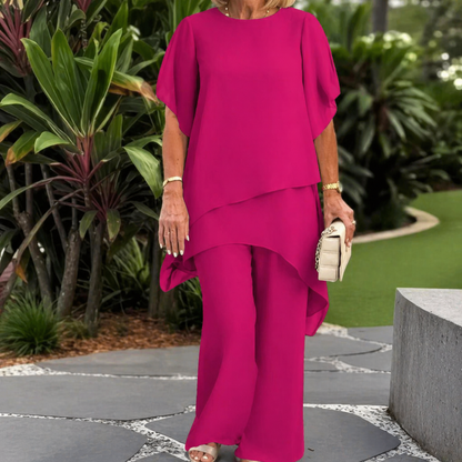 Zevarielle | Layered Chiffon Trouser Set