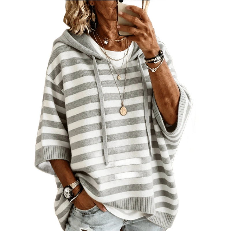 Elowise | Relaxed Stripe Hooded Sweater