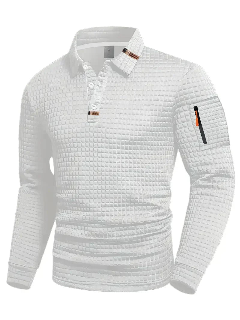 Zyvoren | Textured Long Sleeve Polo Shirt