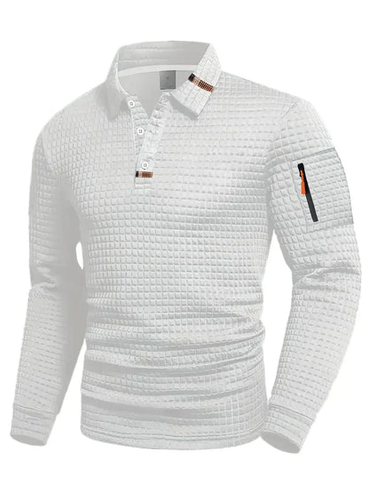 Zyvoren | Textured Long Sleeve Polo Shirt