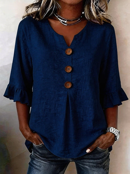 Loravelle | Ruffle Sleeve Button Front Blouse