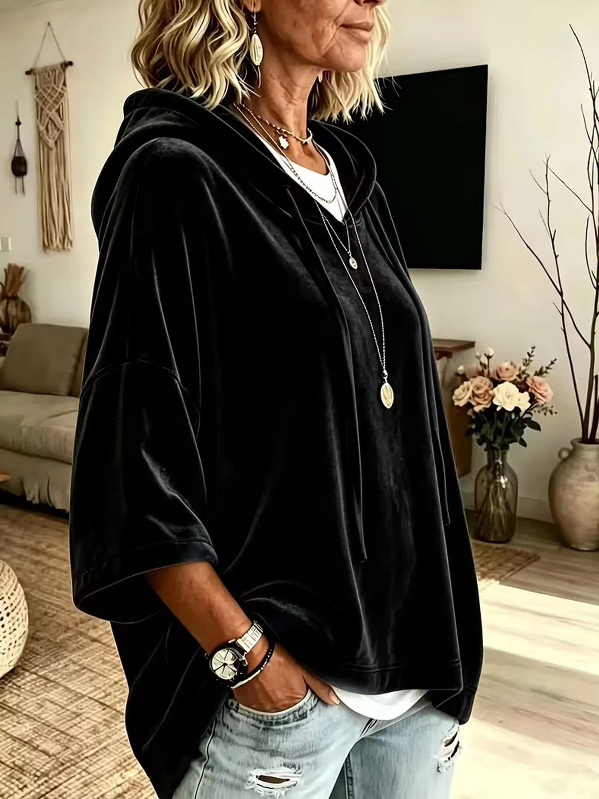 Halynne | Relaxed Velvet Knit Hoodie