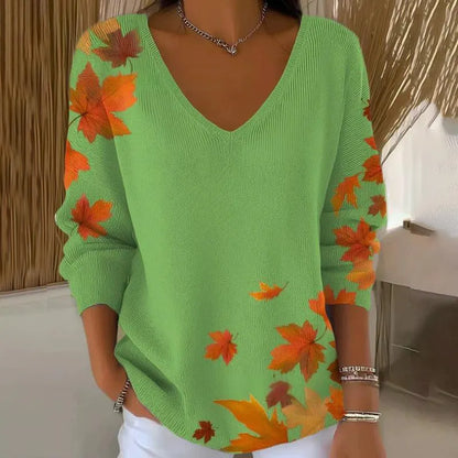 Arianwen | Autumn Leaf V Neck Sweater