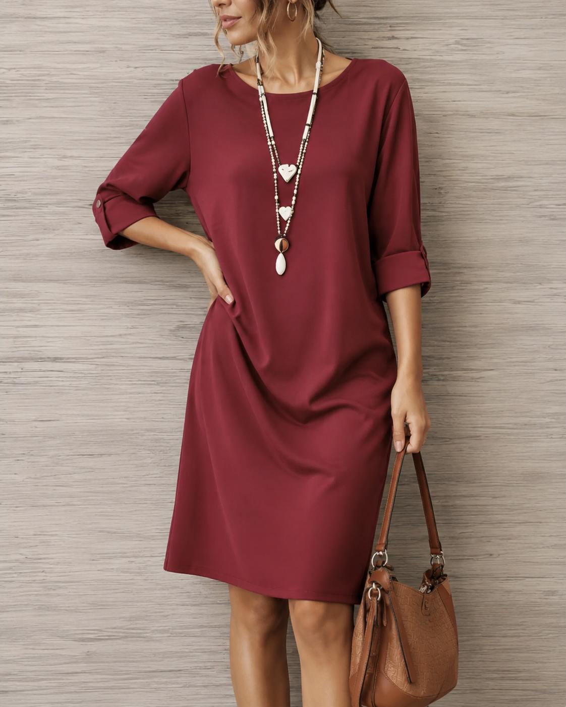 Nirella | Casual Three Quarter Sleeve Midi Dress