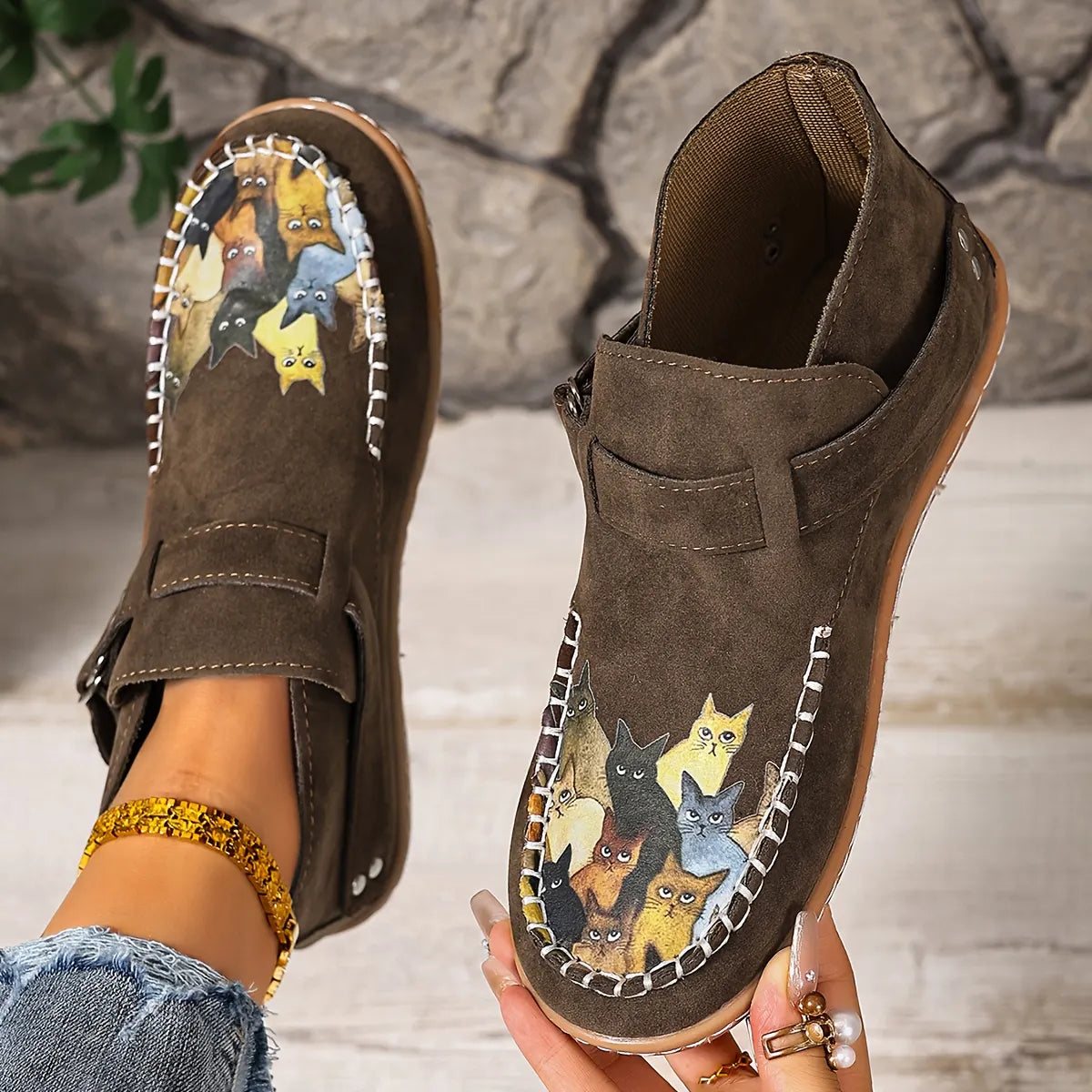 Flannery | Whimsical Cat Detail Casual Loafers