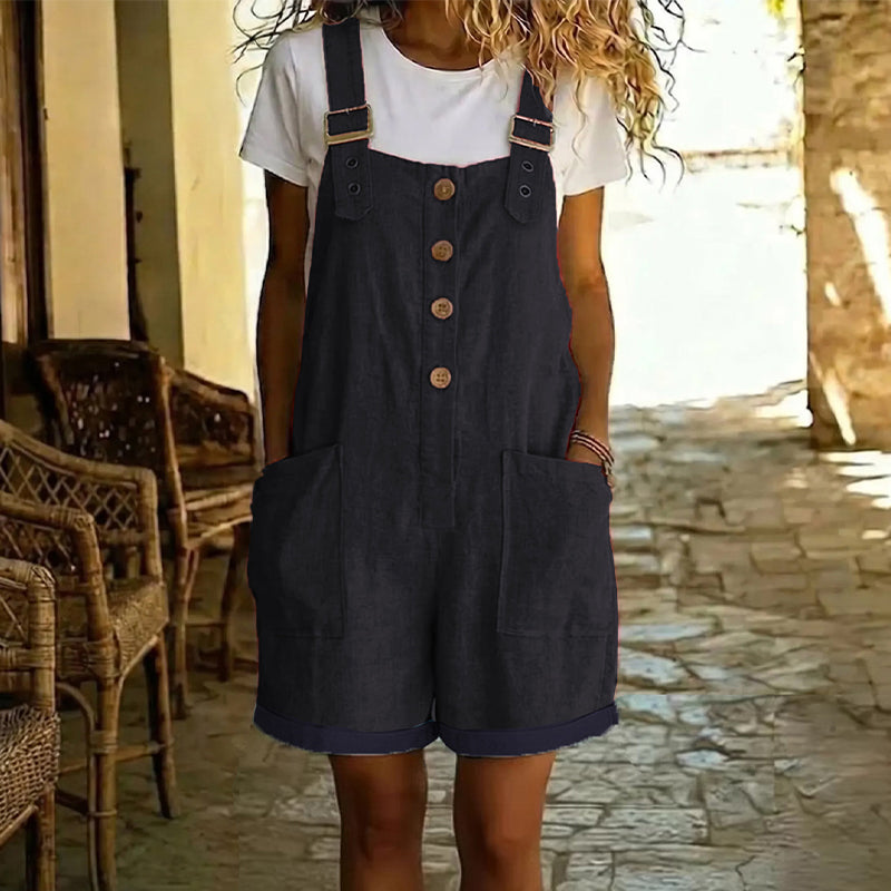 Aubrielle | Button Front Pocket Romper
