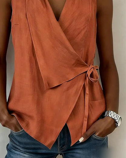 Calivelle | Sleeveless Wrap Tie Blouse
