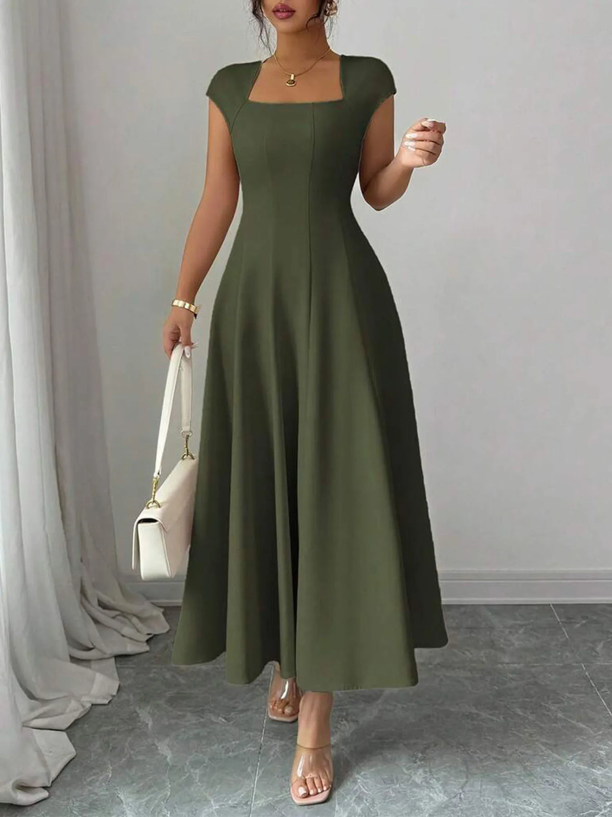 Aderyn | Elegant Square Neck Maxi Dress