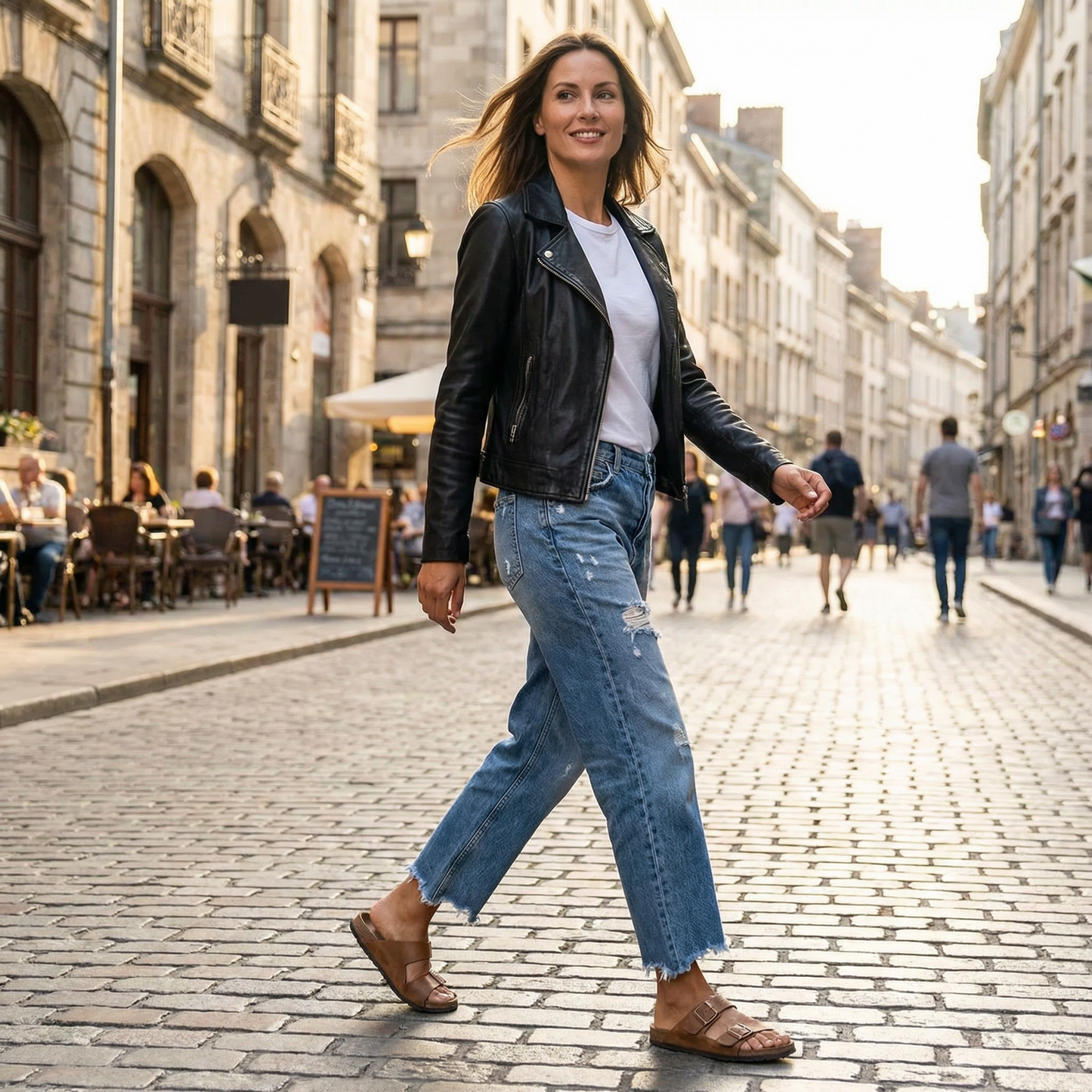 Dani | Vintage Wash Ripped Raw Hem Straight Jeans