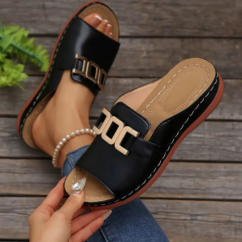 Quinlisse | Buckle Strap Casual Slide Sandals