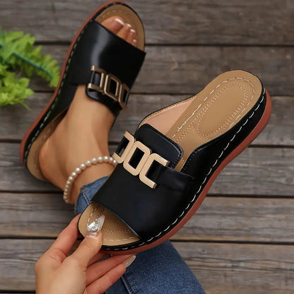 Quinlisse | Buckle Strap Casual Slide Sandals