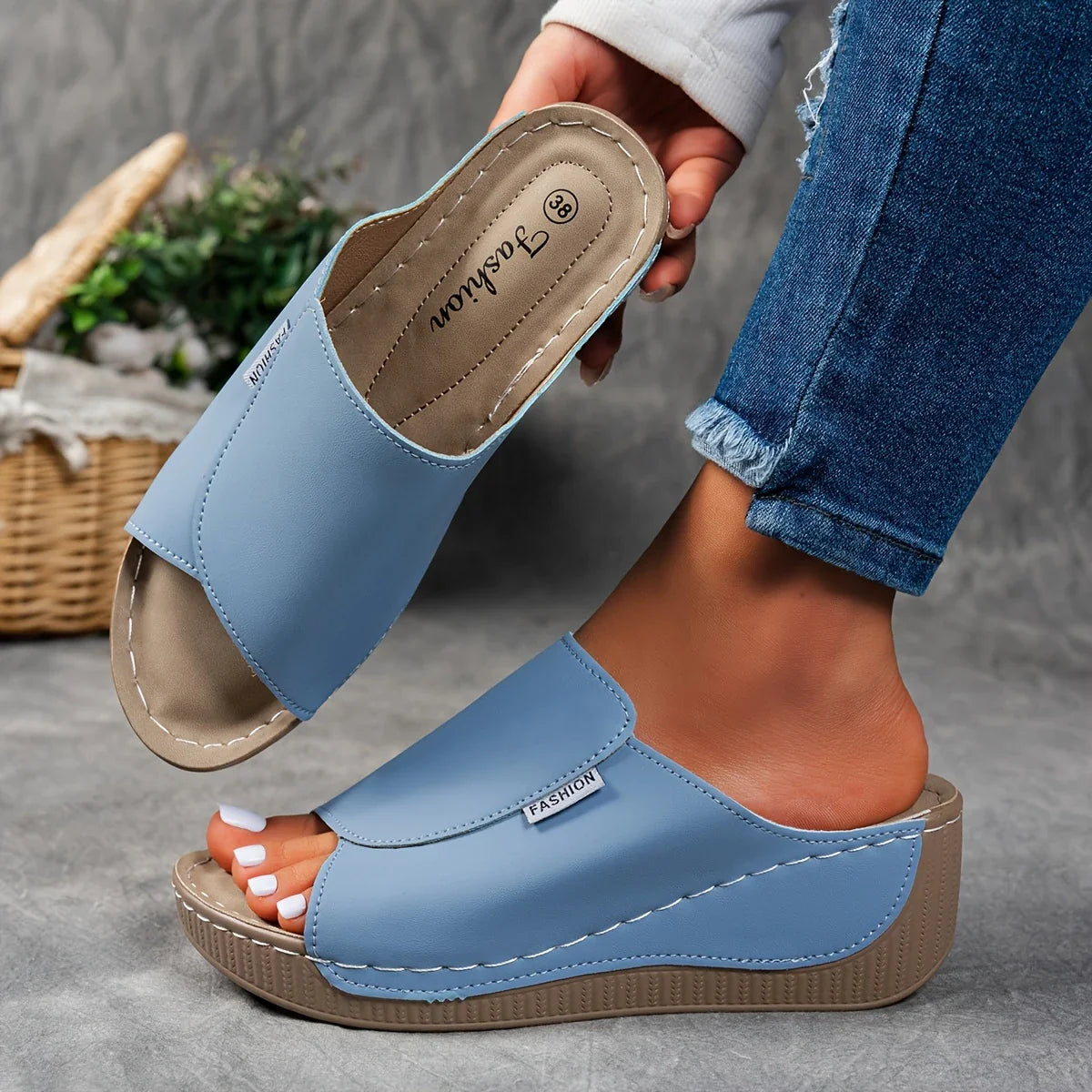 Mirelune | Casual Wedge Mule Sandals