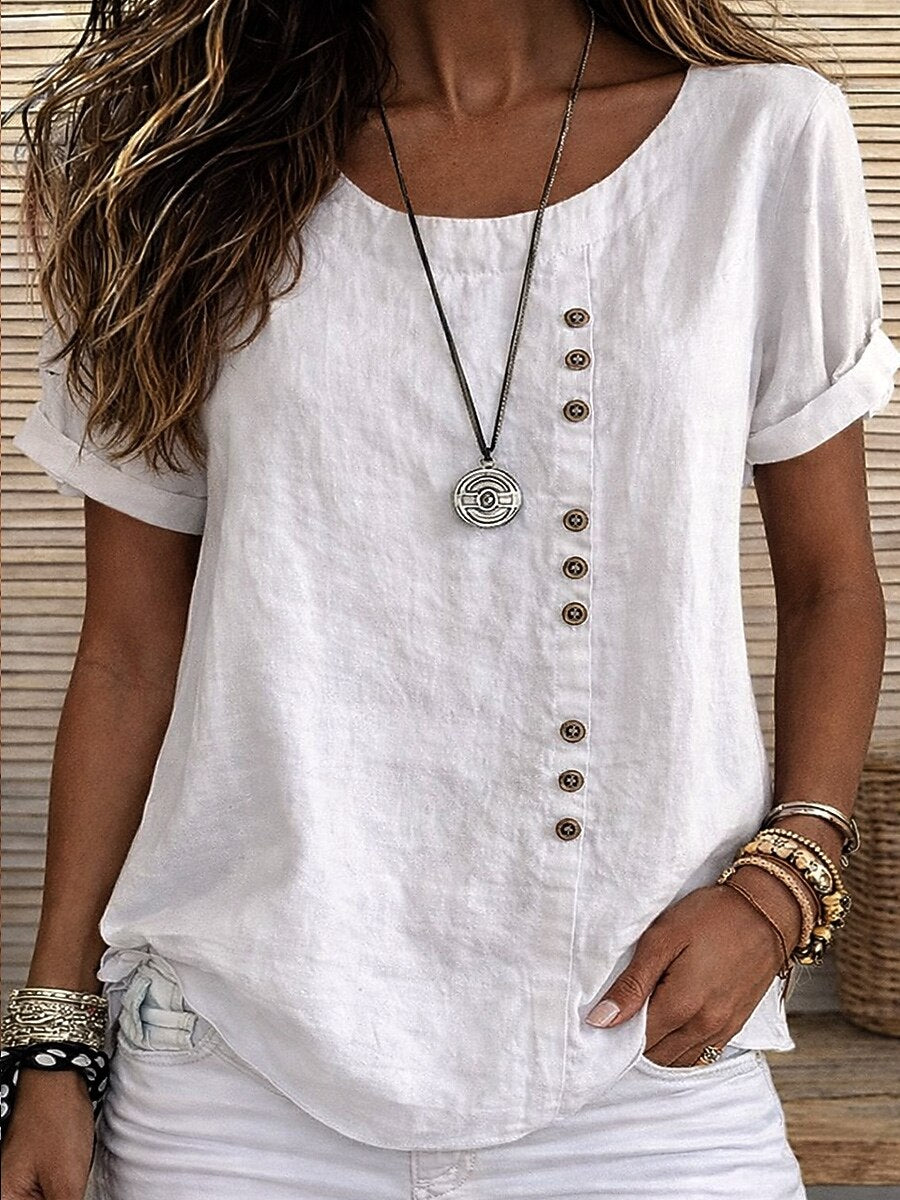 Delyth | Asymmetrical Button Casual Blouse