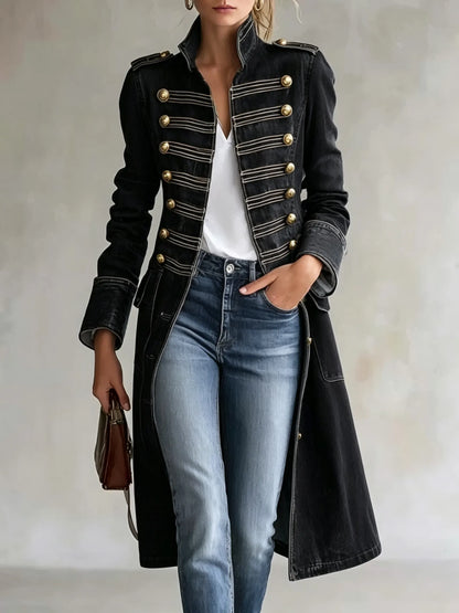 Sabella | Military Button Tailored Denim Coat