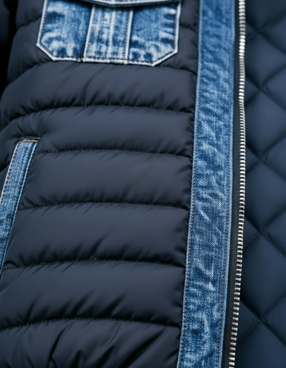 Fendrel | Denim Panel Quilted Puffer Jacket