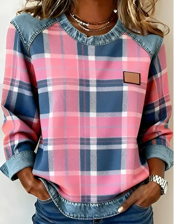 Mavis | Relaxed Check Print Sweatshirt