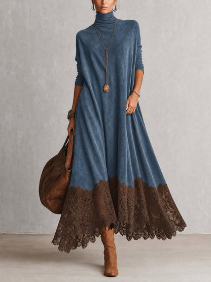 Marietta | Relaxed Turtleneck Lace Maxi Dress
