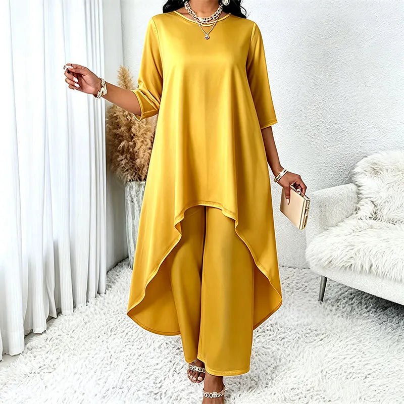Ysella | Relaxed Asymmetric Wide Leg Pants Set