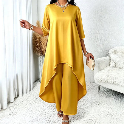 Ysella | Relaxed Asymmetric Wide Leg Pants Set