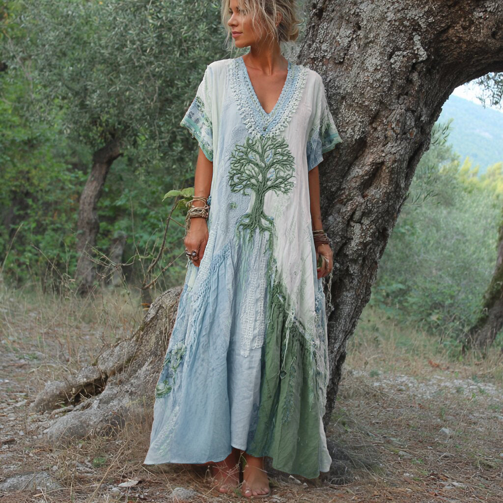 Xanthea | Relaxed V-Neck Boho Maxi Dress
