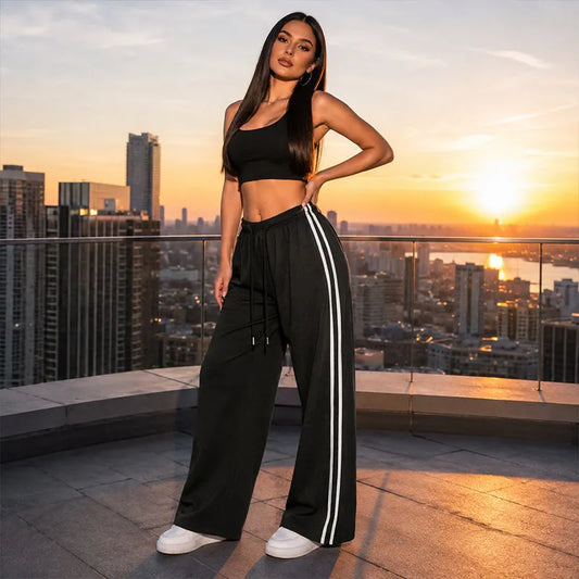 Varelline | Side Stripe Drawstring Pants