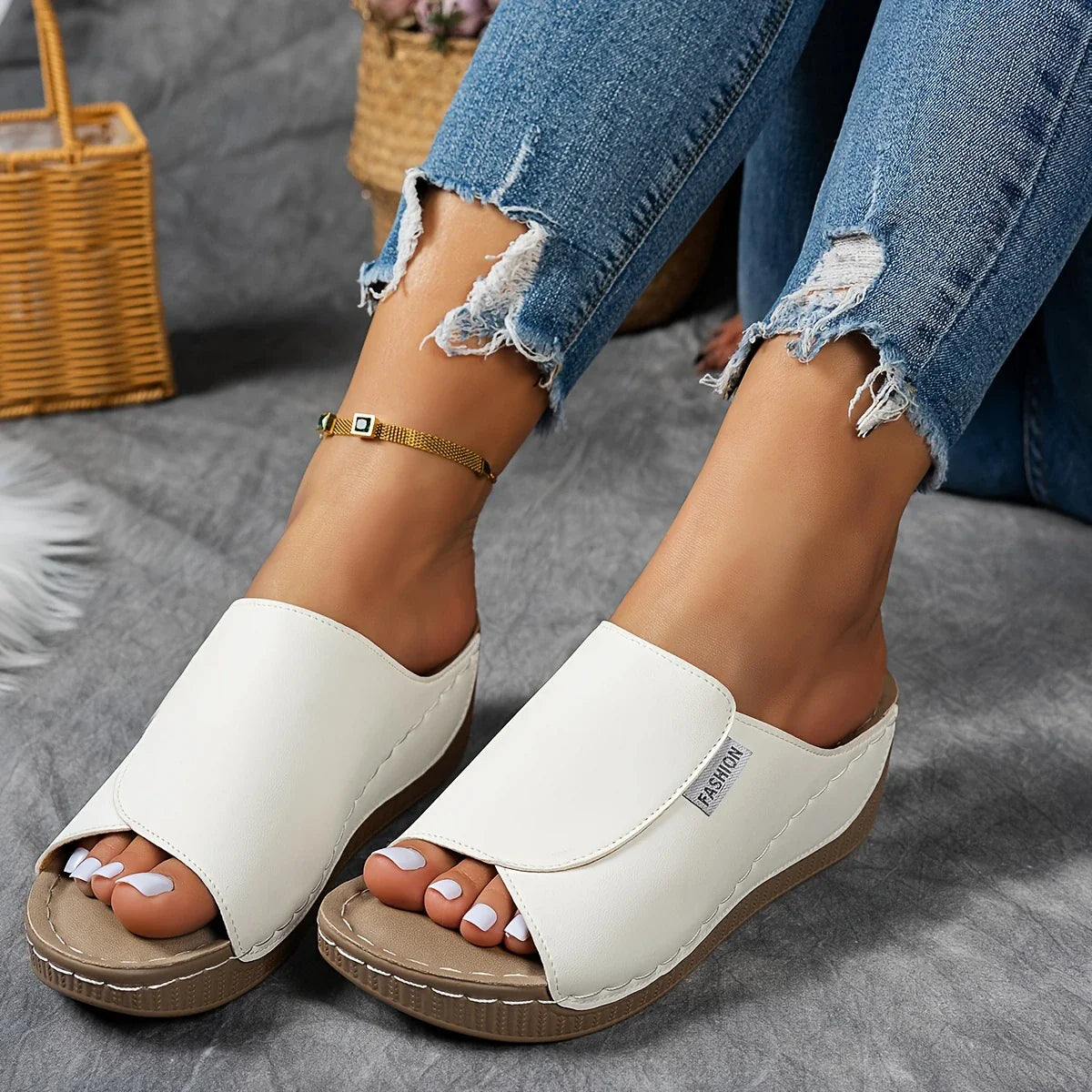 Mirelune | Casual Wedge Mule Sandals