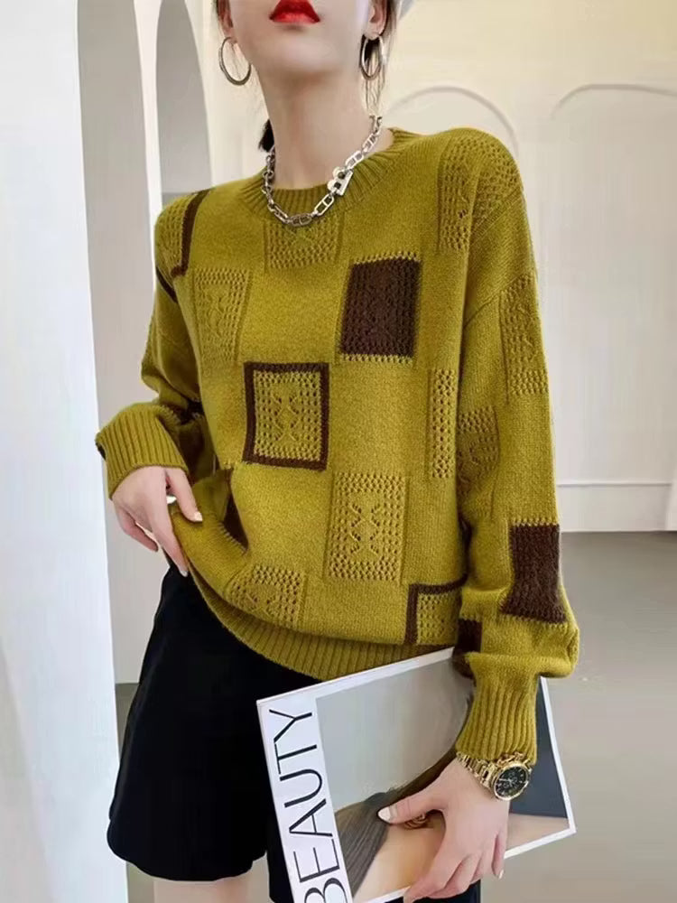 Kerensa | Geometric Patchwork Knit Sweater