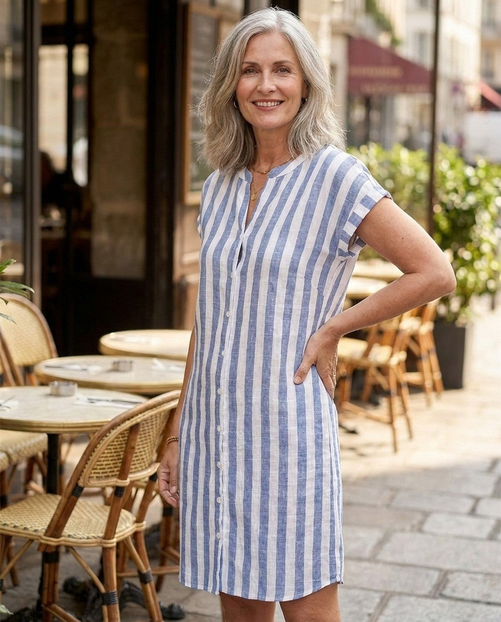 Ursaline | Casual Vertical Stripe Dress