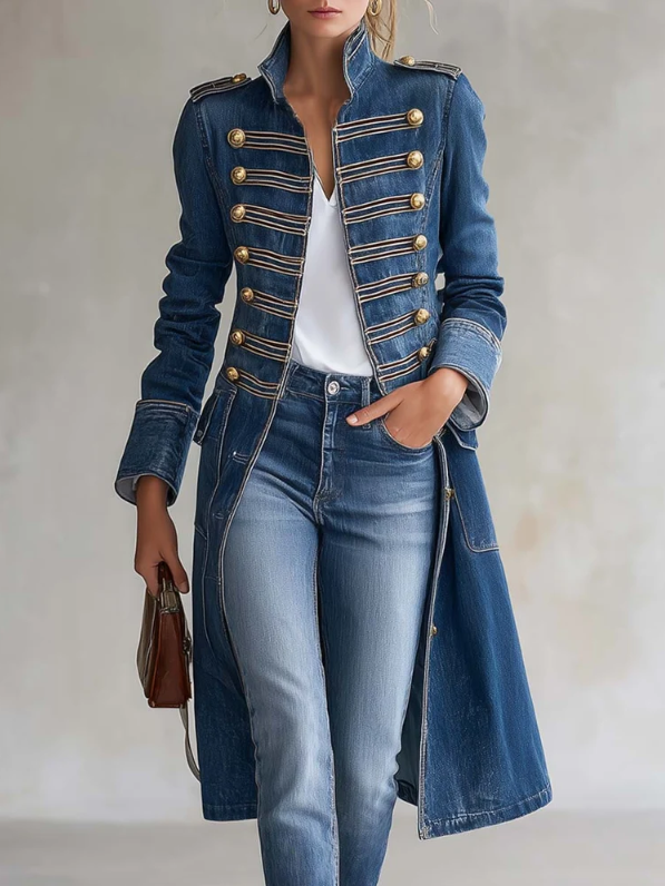 Sabella | Military Button Tailored Denim Coat
