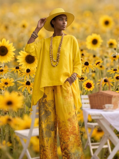 Solvara | Layered Tunic and Printed Palazzo Set