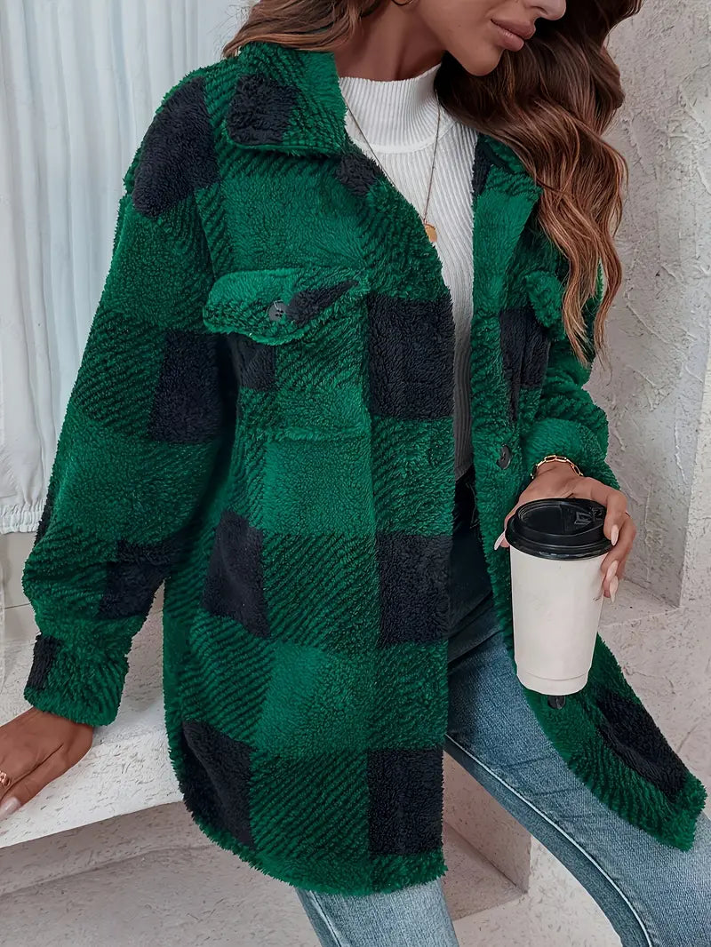 Wilhelmina | Cozy Checkered Button Jacket