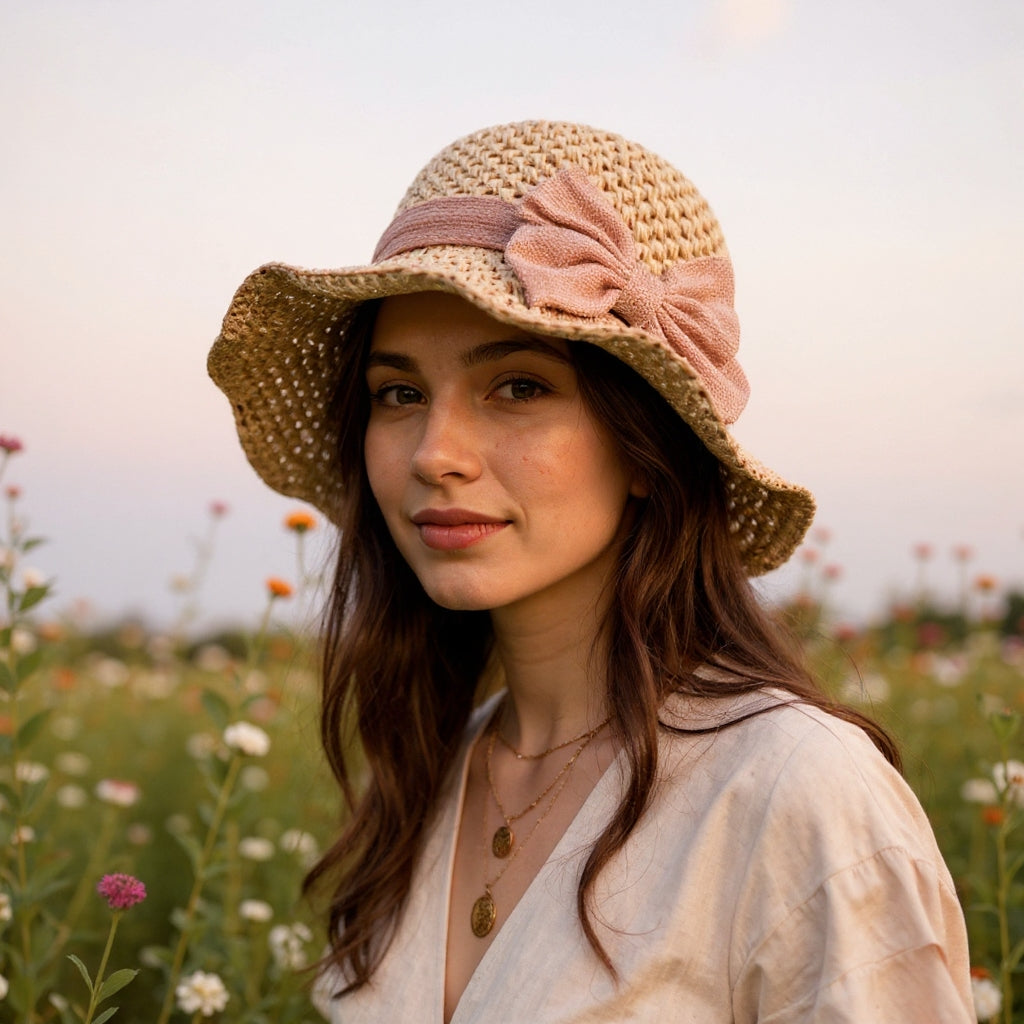 Solaria | Bow Detail Straw Sun Hat