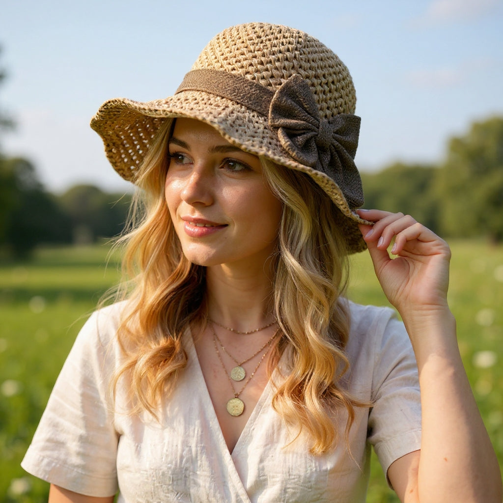 Solaria | Bow Detail Straw Sun Hat