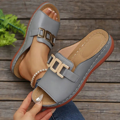 Quinlisse | Buckle Strap Casual Slide Sandals