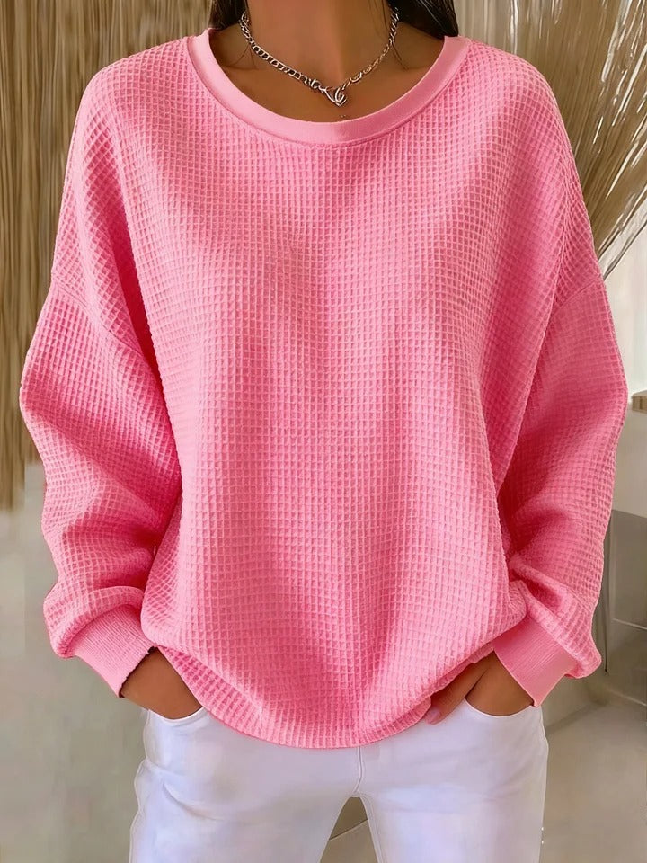Velunara | Waffle Knit Casual Sweatshirt