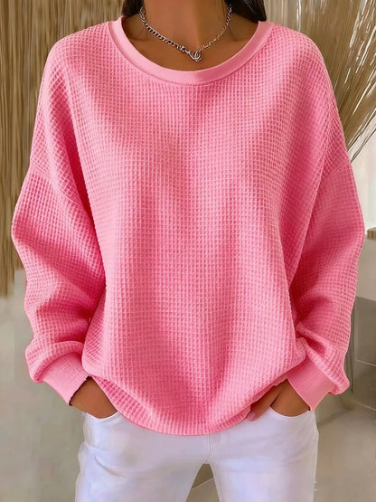 Velunara | Waffle Knit Casual Sweatshirt