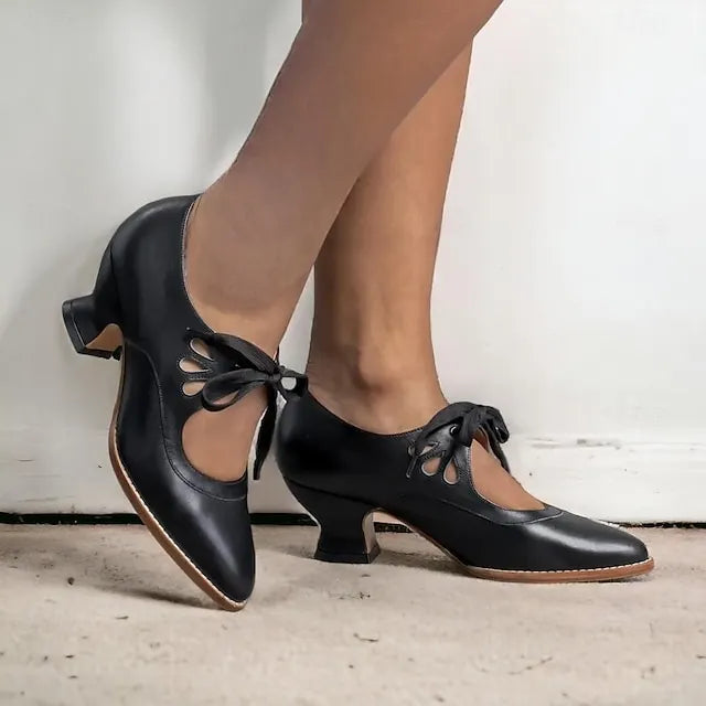 Brionette | Elegant Cutout Block Heel Pumps
